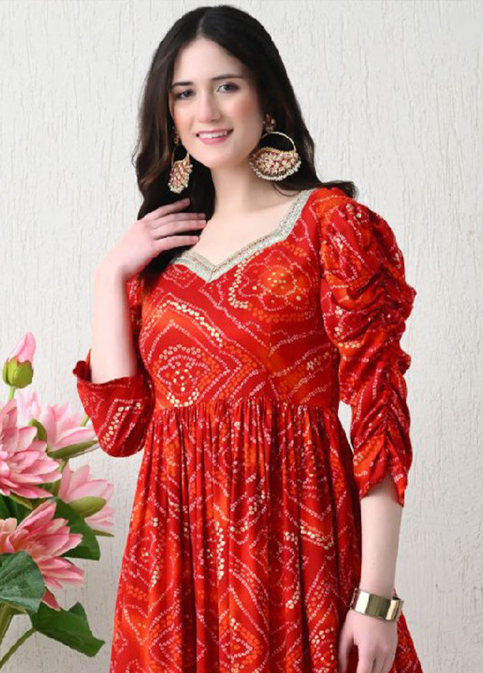 Red Readymade Rayon Kurti