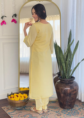 3 Pc Yellow Silk Suit Set