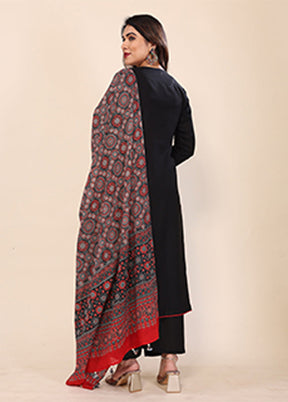 3 Pc Black Silk Suit Set