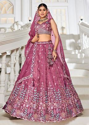 Multicolor Blended Silk Lehenga Set