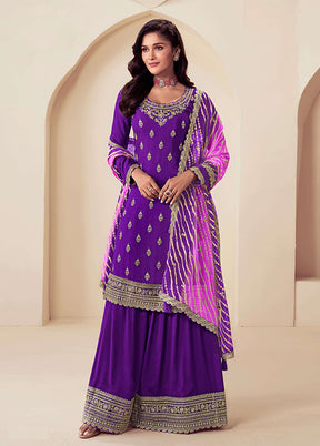 3 Pc Purple Silk Suit Set