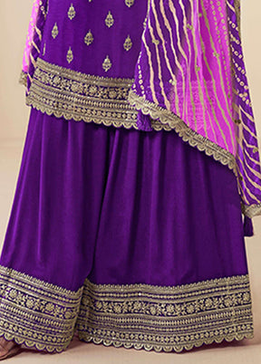3 Pc Purple Silk Suit Set