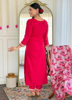 3 Pc Pink Silk Suit Set
