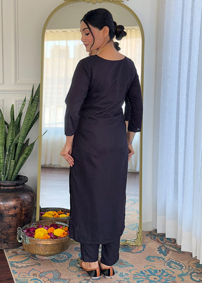 3 Pc Black Silk Suit Set