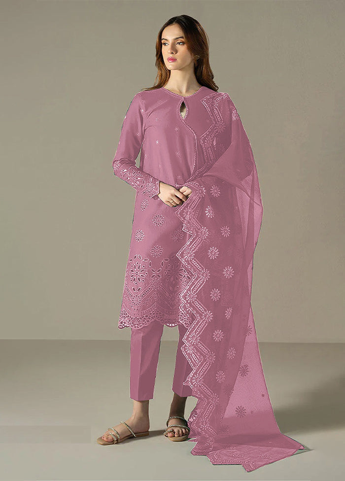 3 Pc Pink Cotton Suit Set