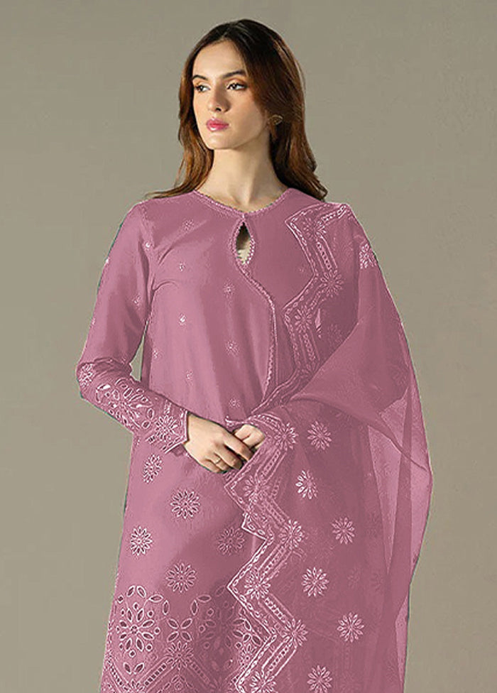 3 Pc Pink Cotton Suit Set