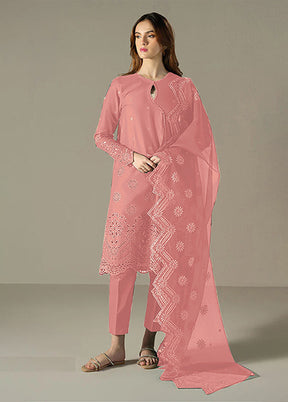 3 Pc Peach Cotton Suit Set