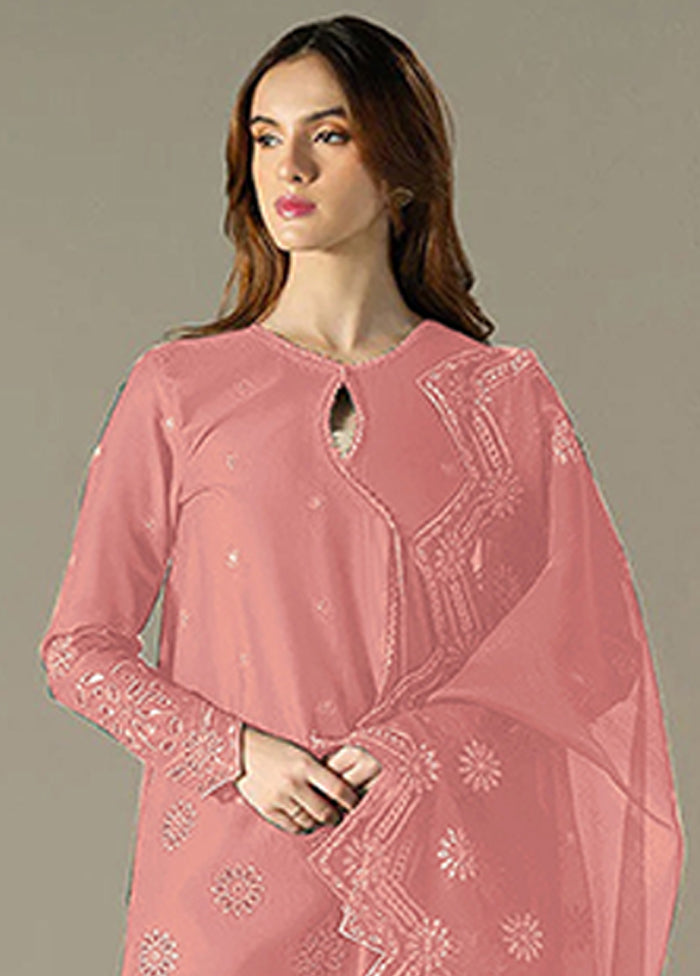 3 Pc Peach Cotton Suit Set