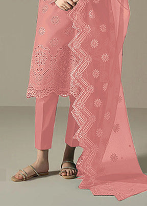 3 Pc Peach Cotton Suit Set