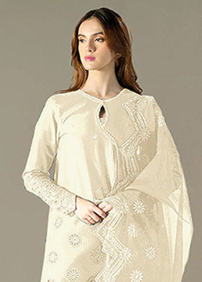 3 Pc Cream Cotton Suit Set