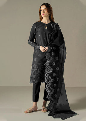 3 Pc Black Cotton Suit Set