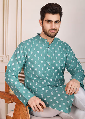 Green Cotton Kurta & Pajama Set
