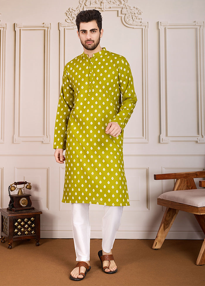 Green Cotton Kurta & Pajama Set