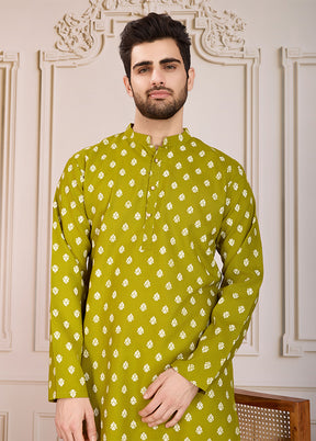 Green Cotton Kurta & Pajama Set