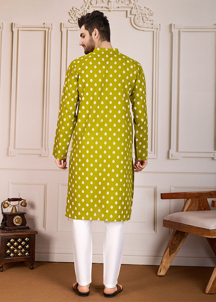Green Cotton Kurta & Pajama Set