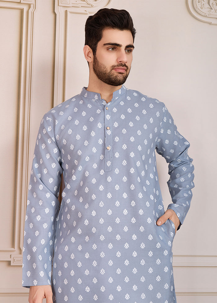 Grey Cotton Kurta & Pajama Set