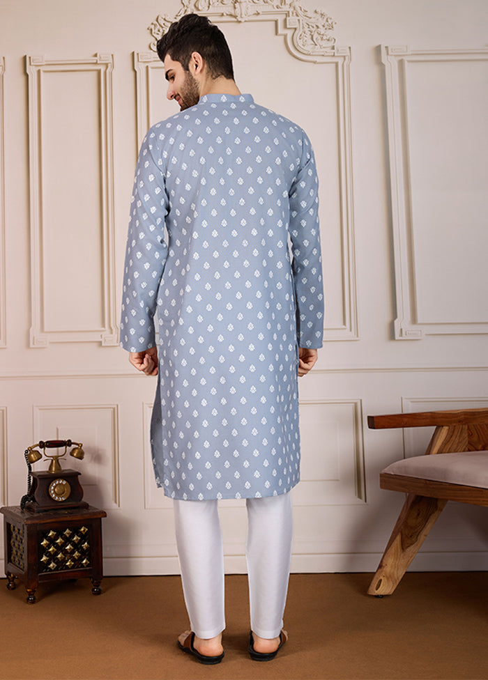 Grey Cotton Kurta & Pajama Set