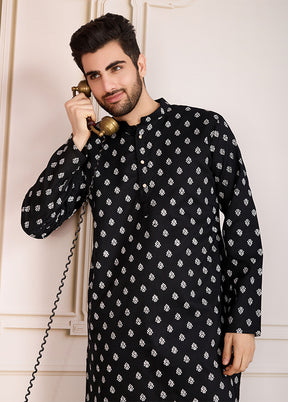 Black Cotton Kurta & Pajama Set