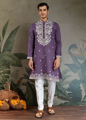 Purple Silk Kurta