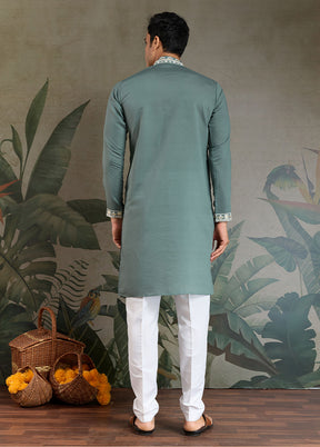 Green Silk Kurta