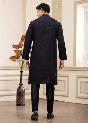 Black Silk Kurta & Pajama Set