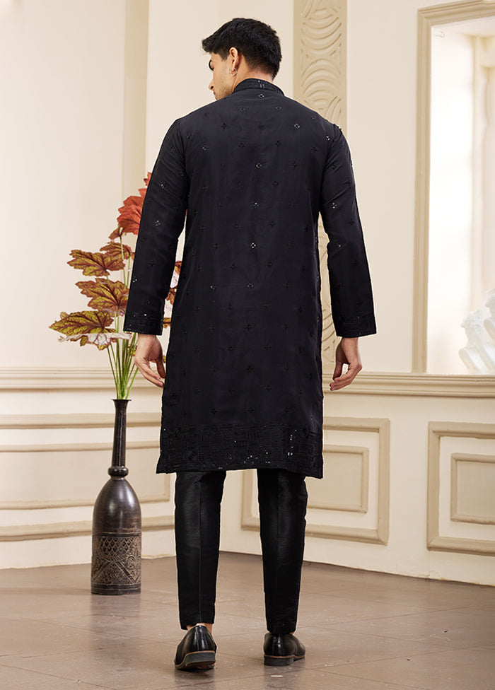Black Silk Kurta & Pajama Set