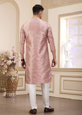 Peach Silk Kurta & Pajama Set