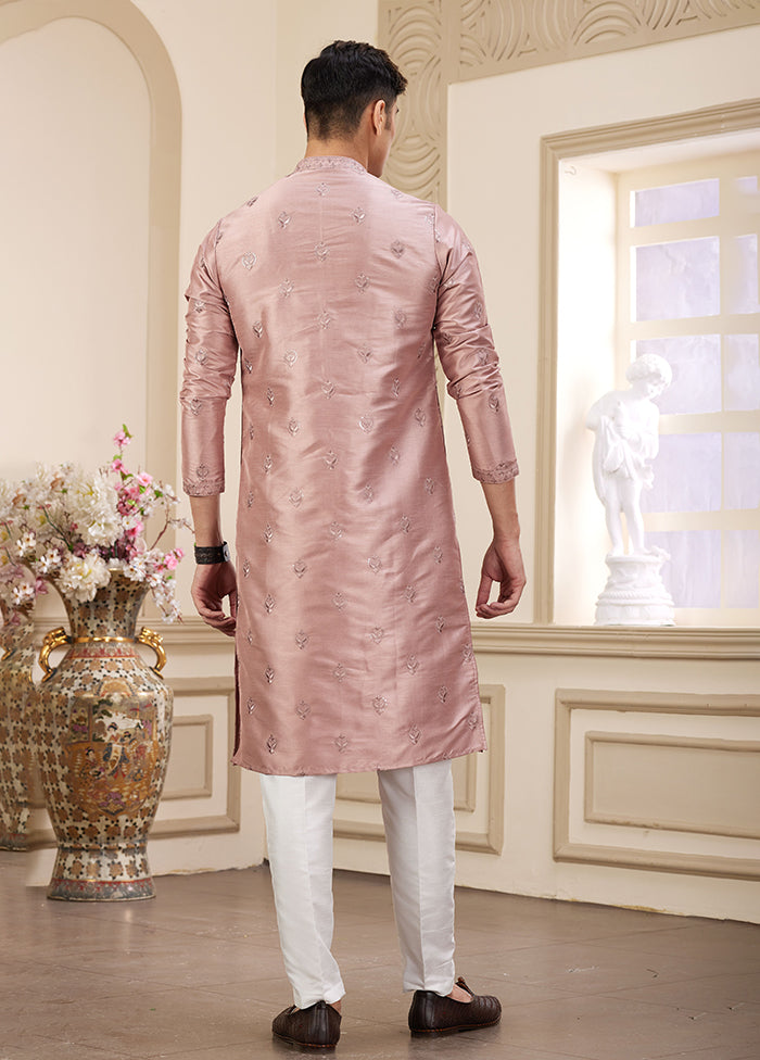 Peach Silk Kurta & Pajama Set