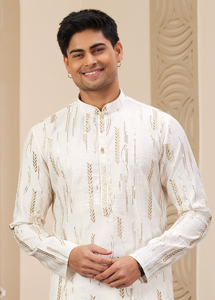 Cream Silk Kurta & Pajama Set