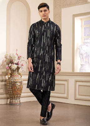 Black Silk Kurta & Pajama Set