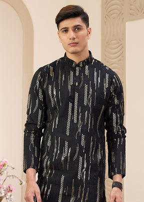 Black Silk Kurta & Pajama Set