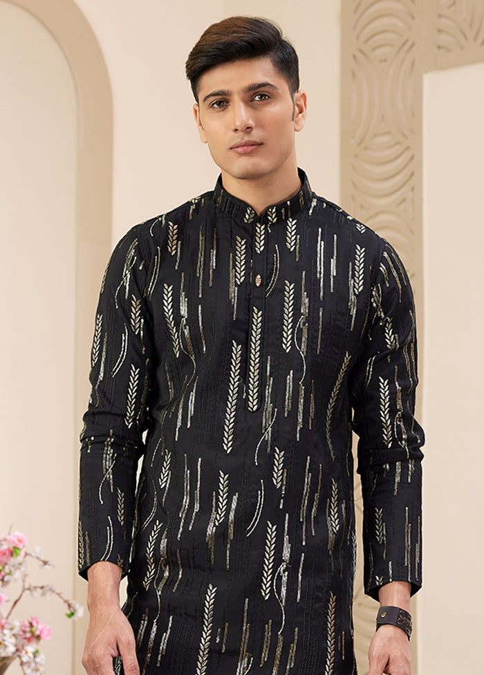Black Silk Kurta & Pajama Set