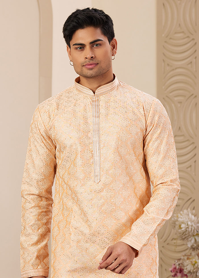 Peach Silk Kurta & Pajama Set