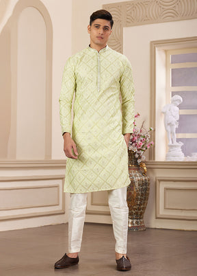 Green Silk Kurta & Pajama Set