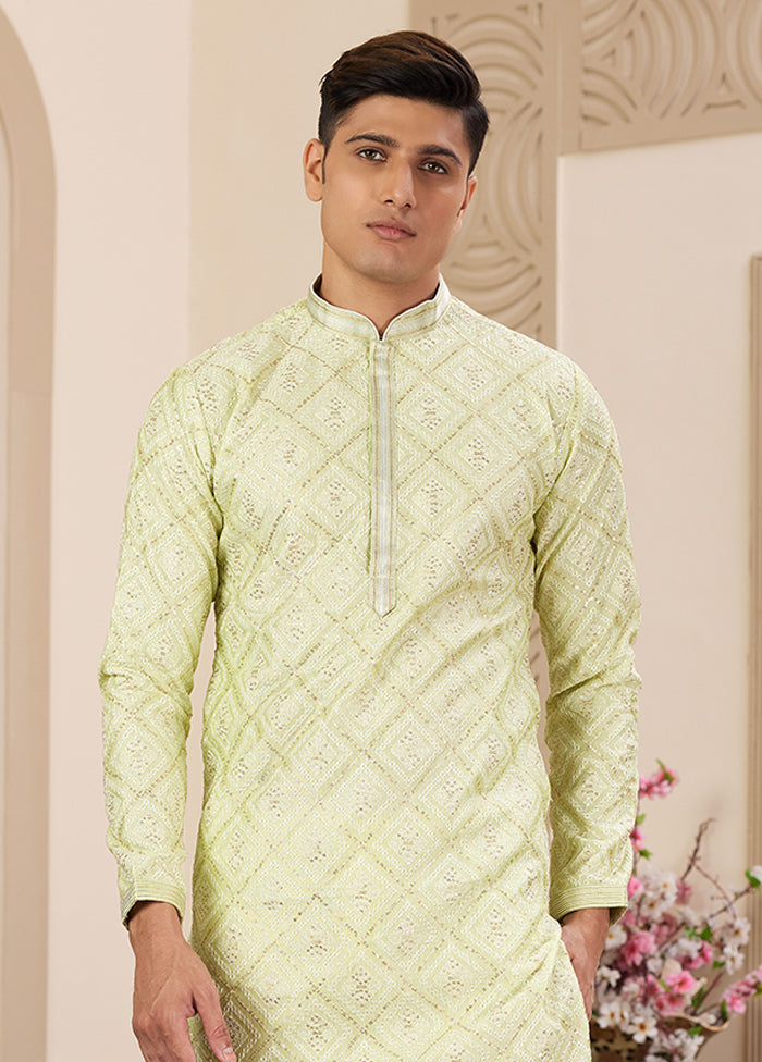 Green Silk Kurta & Pajama Set