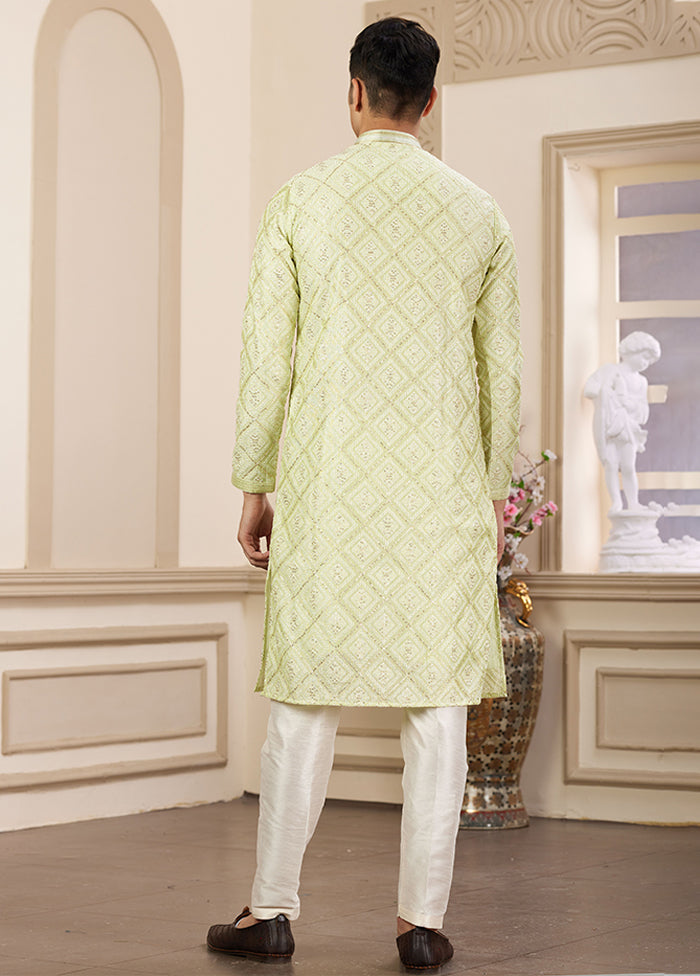 Green Silk Kurta & Pajama Set