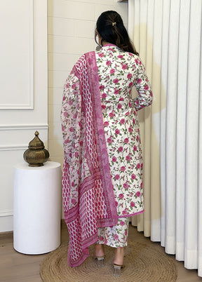 3 Pc Cream Cotton Suit Set