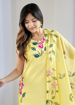 3 Pc Yellow Silk Suit Set