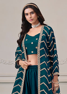 3 Pc Green Plazzo Shurg Suits Set