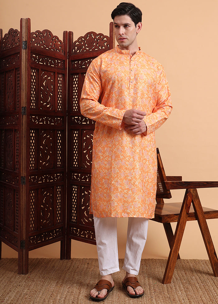 Orange Silk Kurta & Pajama Set