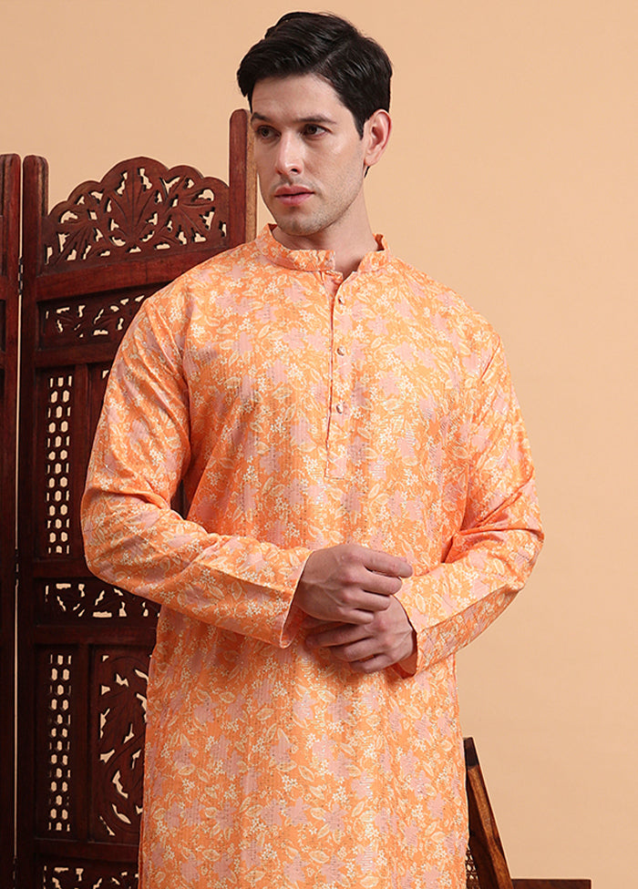 Orange Silk Kurta & Pajama Set
