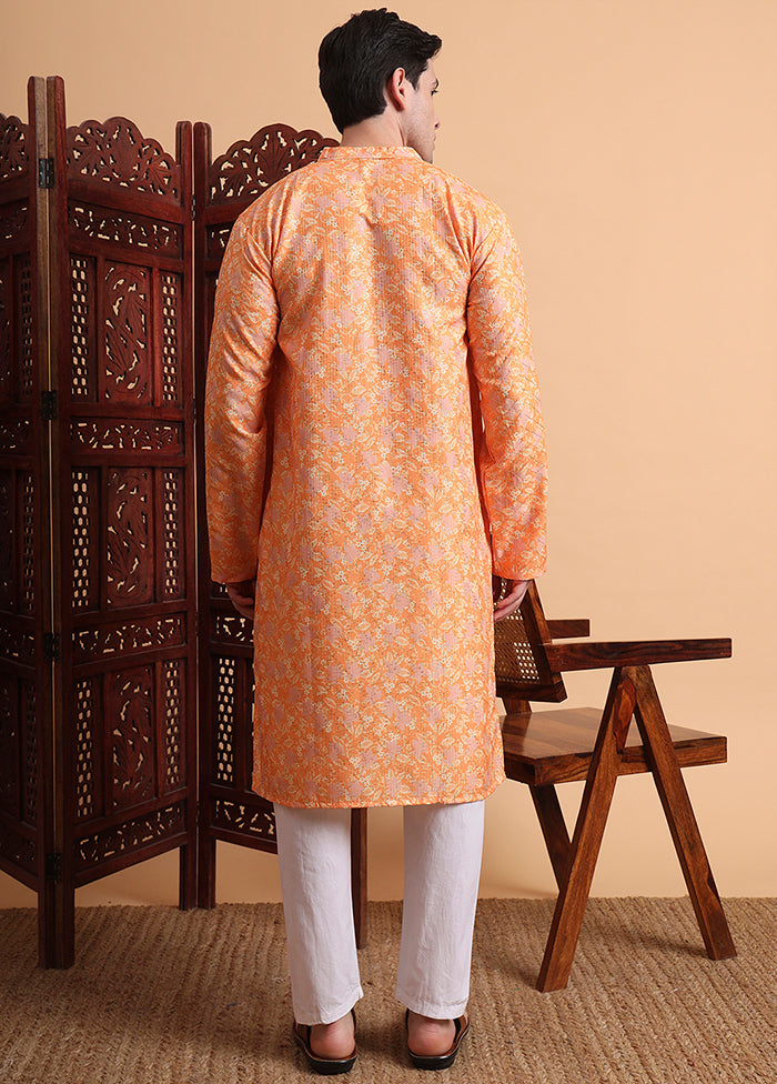 Orange Silk Kurta & Pajama Set