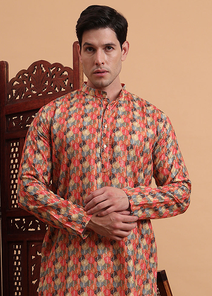 Multicolor Silk Kurta & Pajama Set