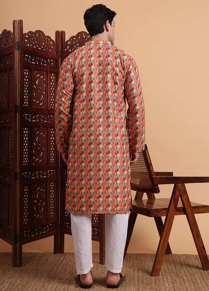 Multicolor Silk Kurta & Pajama Set