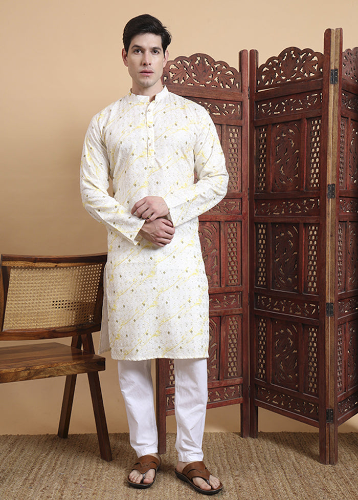 Cream Cotton Kurta & Pajama Set