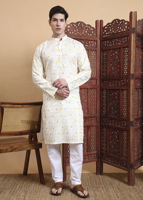 Cream Cotton Kurta & Pajama Set