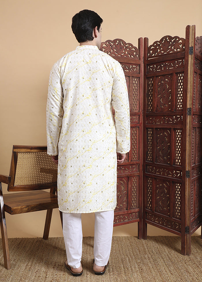 Cream Cotton Kurta & Pajama Set