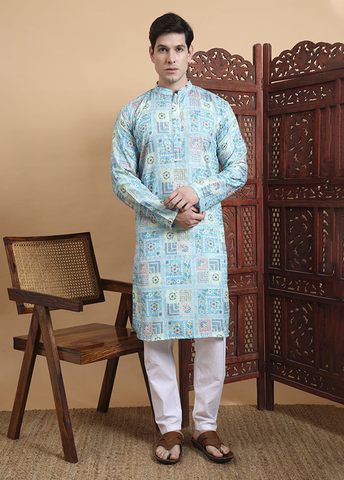 Blue Cotton Kurta & Pajama Set