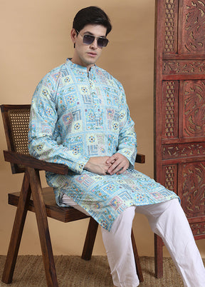 Blue Cotton Kurta & Pajama Set
