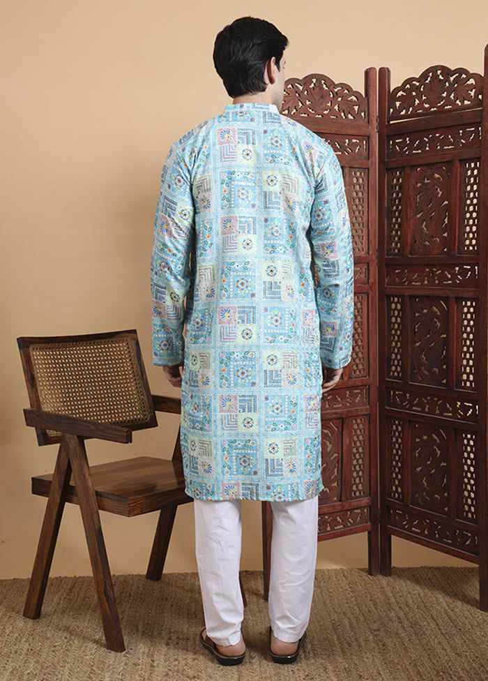 Blue Cotton Kurta & Pajama Set